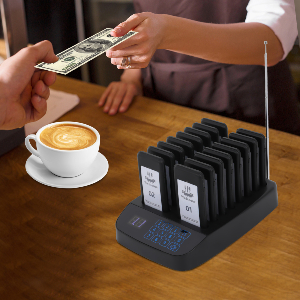 DONSU Restaurant-Pager-System, Pager-Rufsystem für Restaurant, drahtloses Rufsystem 16 Gäste-Pager