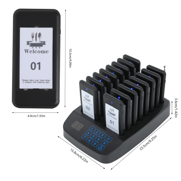 DONSU Restaurant-Pager-System, Pager-Rufsystem für Restaurant, drahtloses Rufsystem 16 Gäste-Pager