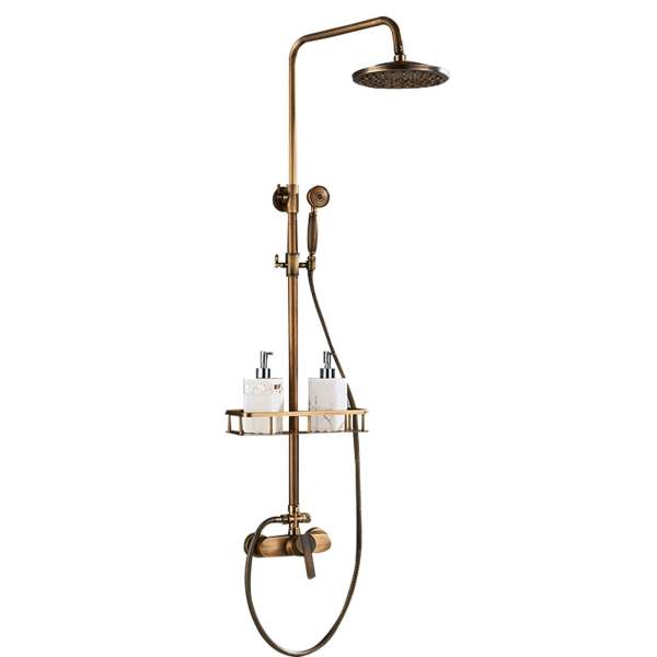 Duschset Wandmontage Bad Duscharmatur Set Antikmessing Höhenverstellbar Regendusche