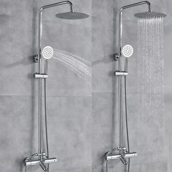 DONSU Duschset mit Thermostat, Duschstange Regendusche Handbrause für Badezimmer