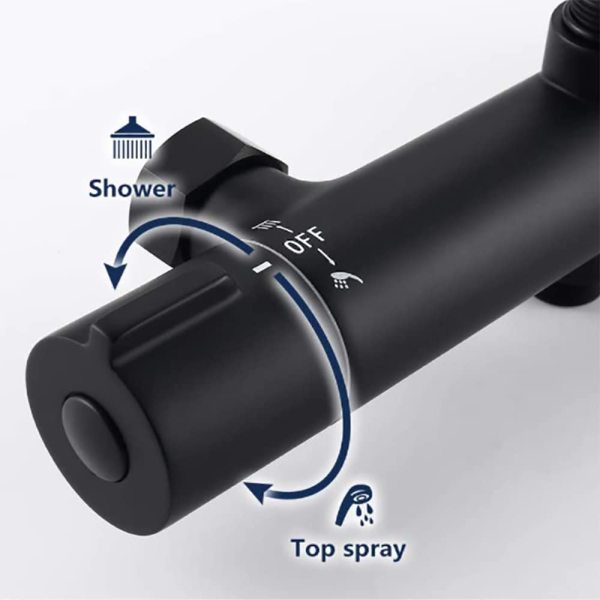 Duschsystem Dusche Armatur mit Thermostat 3 Strahlarten mit Anti-Verbrühungs-Duschsystem mit Kopfbrause Schwarz