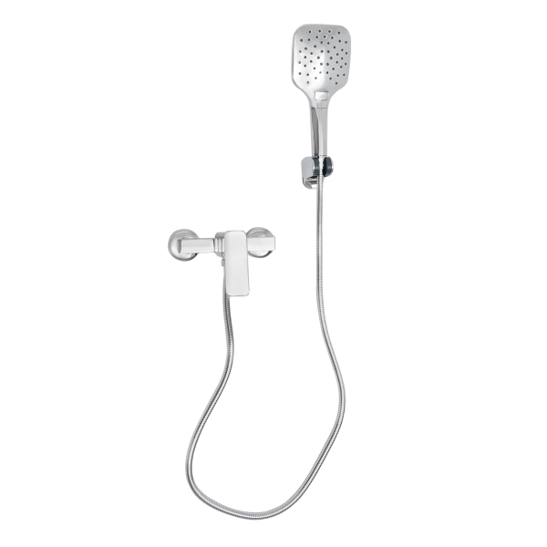 Wandmontierter Duschhahn, Badezimmer-Duschhahn, Silber